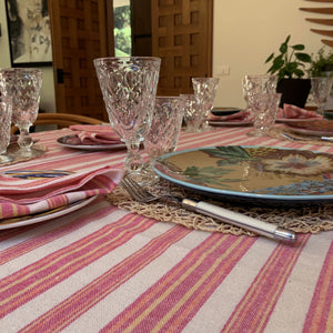 Striped Tablecloth Set - Magenta